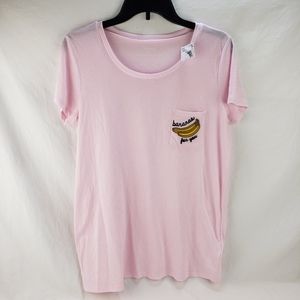 Maternity Pink T-Shirt Bananas For You Medium New